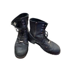 XElement mens black leather mid calf Riding moto combat boots sz 12M SKU 9981